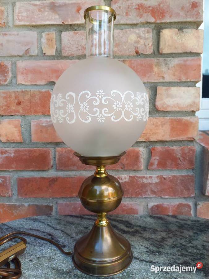 Lampka metalowa mosiężna szklany klosz Nocna zachodniopomorskie