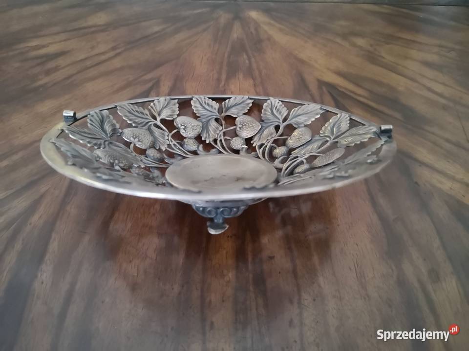 Platerowana patera HEFRA wzór poziomki PRL Katowice