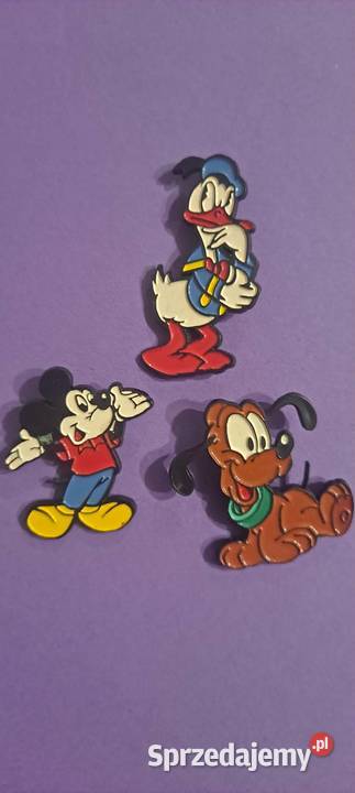 Donald Pluto Mickey przypinki vintage PRL Kraków