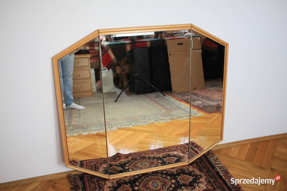 Drewniane lustro SZLIFOWANE rozkładane Góra