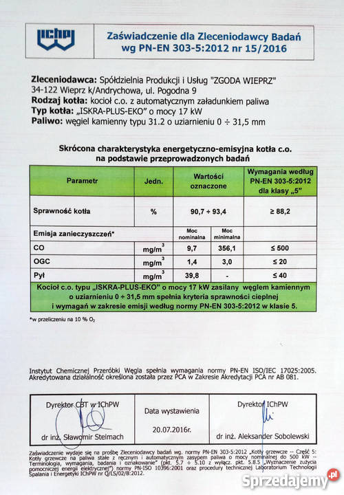 Kocioł węglowy Iskra Plus Eko 17 kW 5 klasa Piece i kominki małopolskie Wieprz