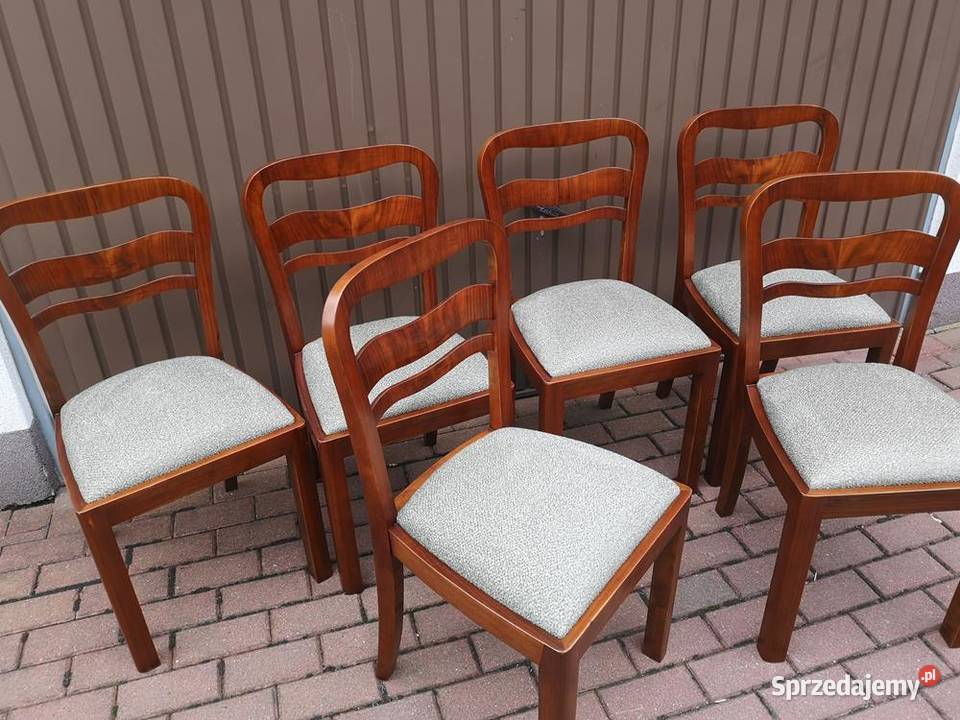 Krzesła ARTDECO OrzechBuk Stare Antyk Komplet 6 Swarzędz