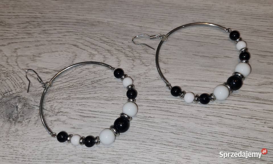 Kolczyki damskie koła koraliki czerń i biel Biżuteria dla Pań Łódź