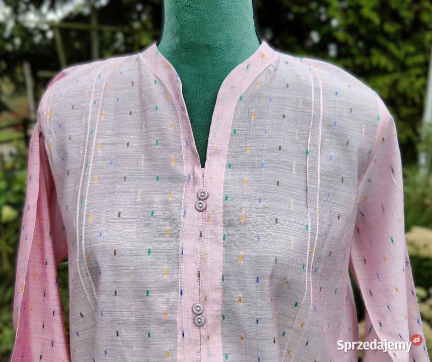 Tunika indyjska M 38 różowa róż bawełna orient długi Moda i Styl Szczecin