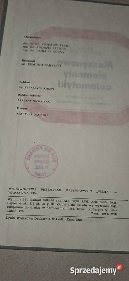 Katalog Maszynowe elementy automatyki 1 wydanie Antykwariat wielkopolskie Łęczyca