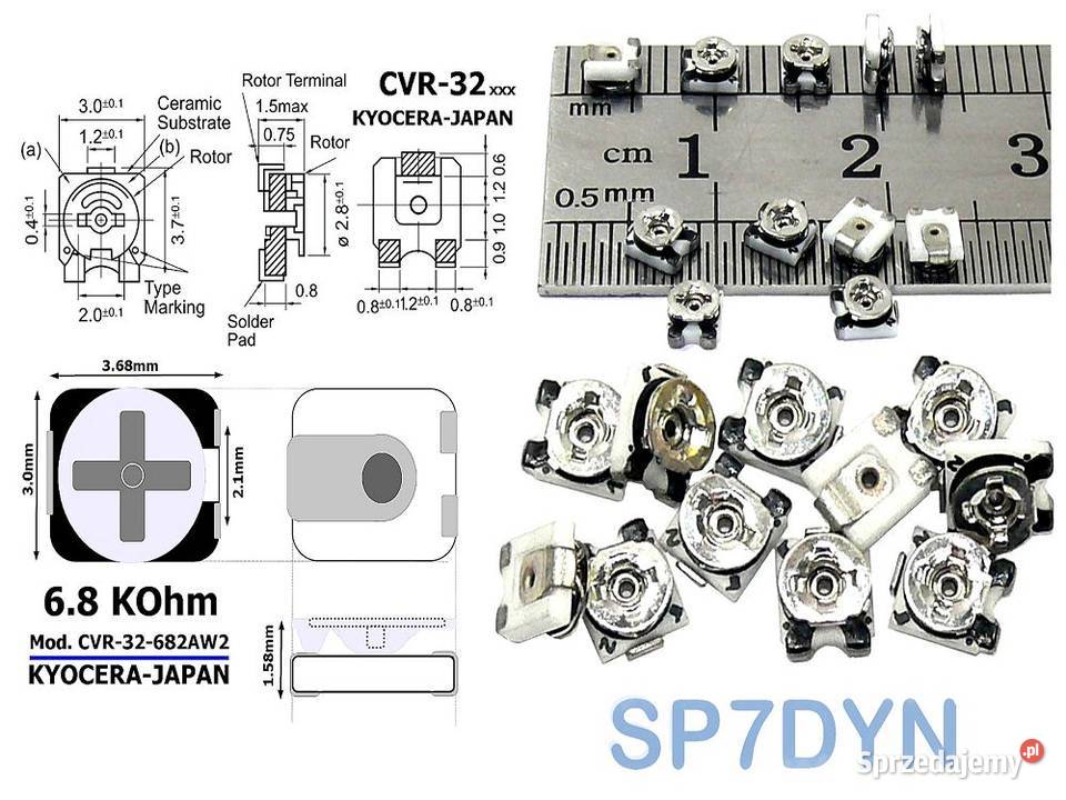 Mini Potencjometr SMD 6K8 3x36mm Japan