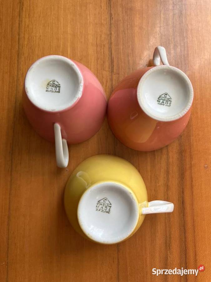 Zestaw 3 filiżanek porcelana Ćmielów PRL retro Nisko