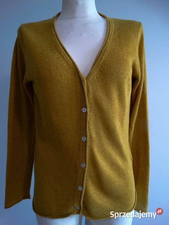 Sweter Kardigan Lniany 100 Len Rozpinany Łomża