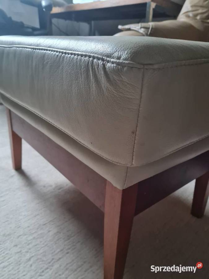 Pufa siedzisko podnóżek skórzany 41cm Puławy