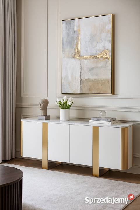 Szafka RTV złota Ola Glamour Premium z blatem Golkowice