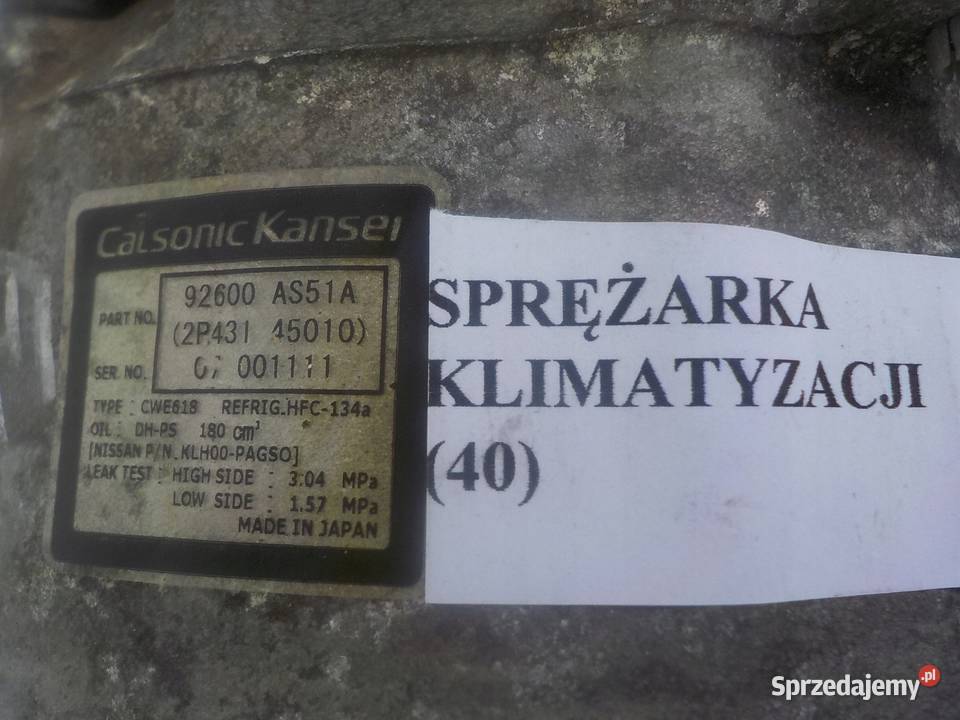 SPRĘŻARKA KLIMATYZACJI 92600AS51A INFINITI FX45 Nowy Tomyśl sprzedam