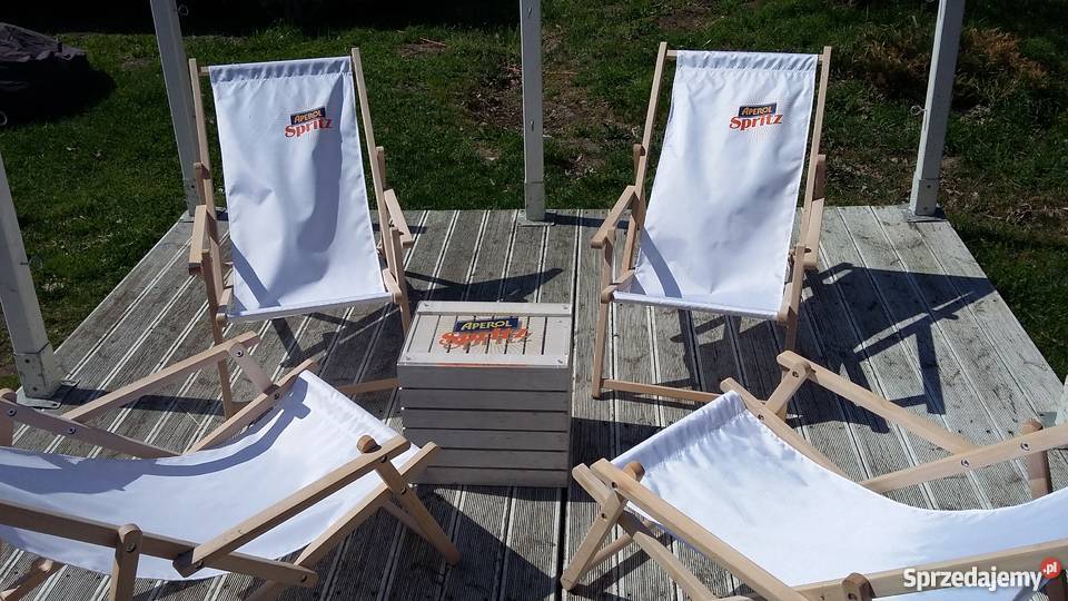 Leżak drewniany plażowy ogrodowy Aperol Spritz Toruń