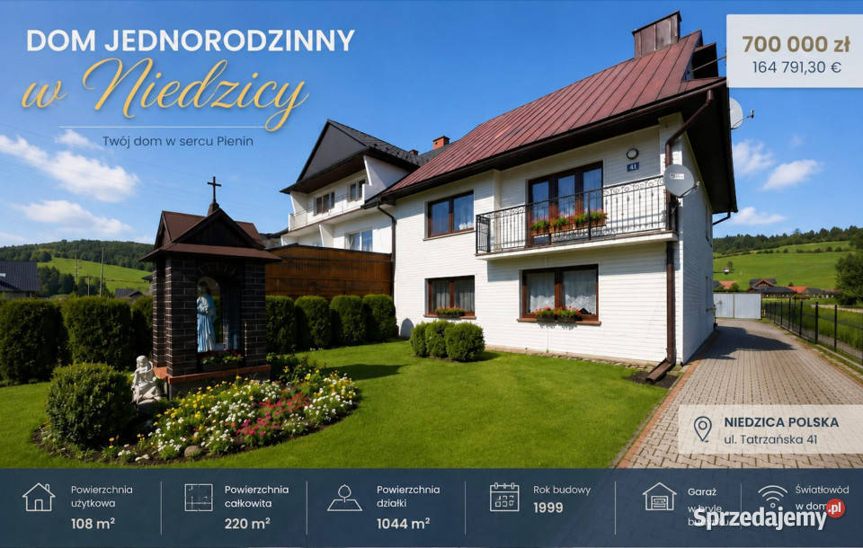 Dom jednorodzinny w Niedzicy Rok budowy 1999 Sprzedaż Niedzica