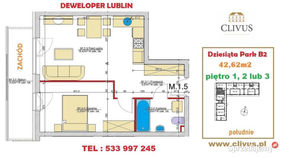 sprzedaży mieszkania Lublin 4262m 2pok 7150zł/m2