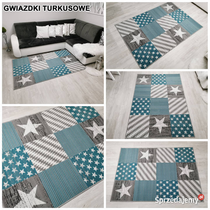 DYWAN 140X200 IDEA GWIAZDKI TURKUS GĘSTY WŁOS podlaskie Białystok