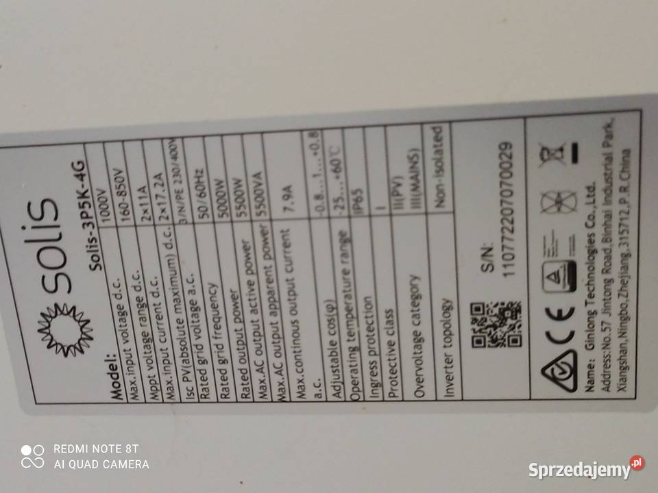 Sprzedam falownik marki Solis Papiernia