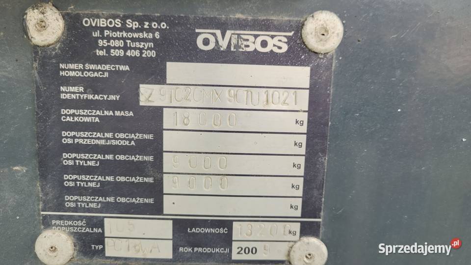 Przyczepa wywrotka OVIBOS PC18WA 18 T 2 osie Zaklików