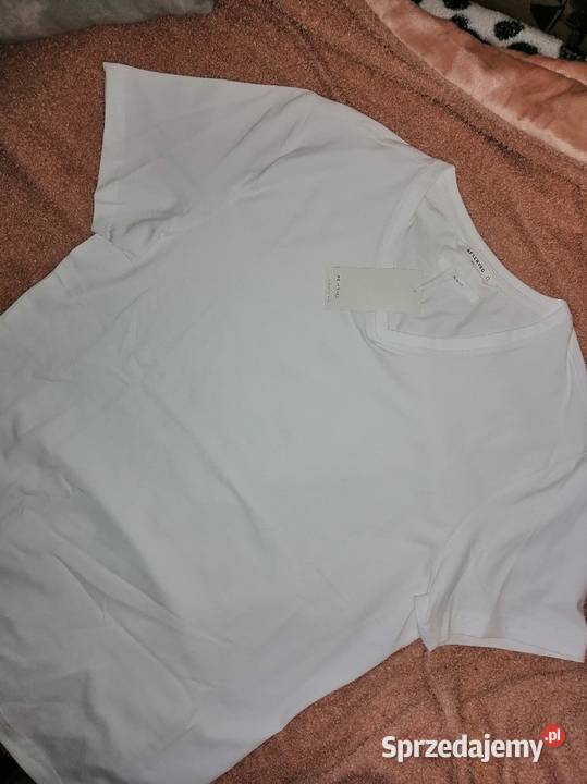 Biała bawełniana Koszulka Bluzka Tshirt Slim fit Leszno sprzedam