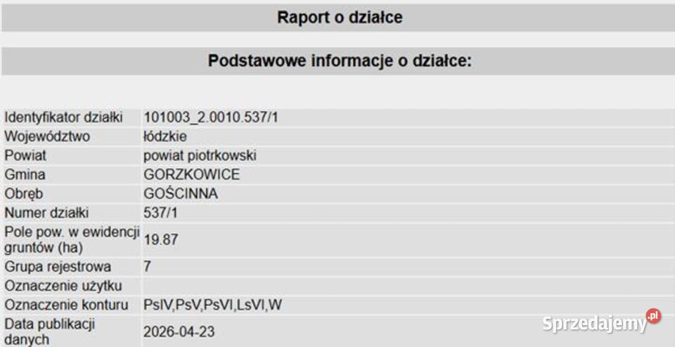 Działka 1987 ha Gościnna