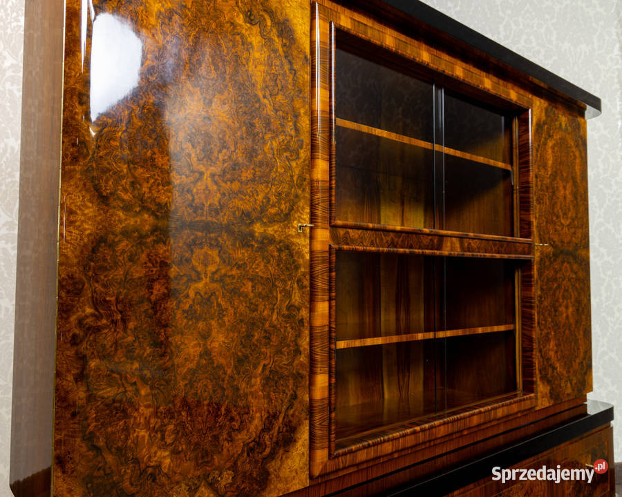 Biblioteka art deco orzech połysk politura stara Swarzędz sprzedam