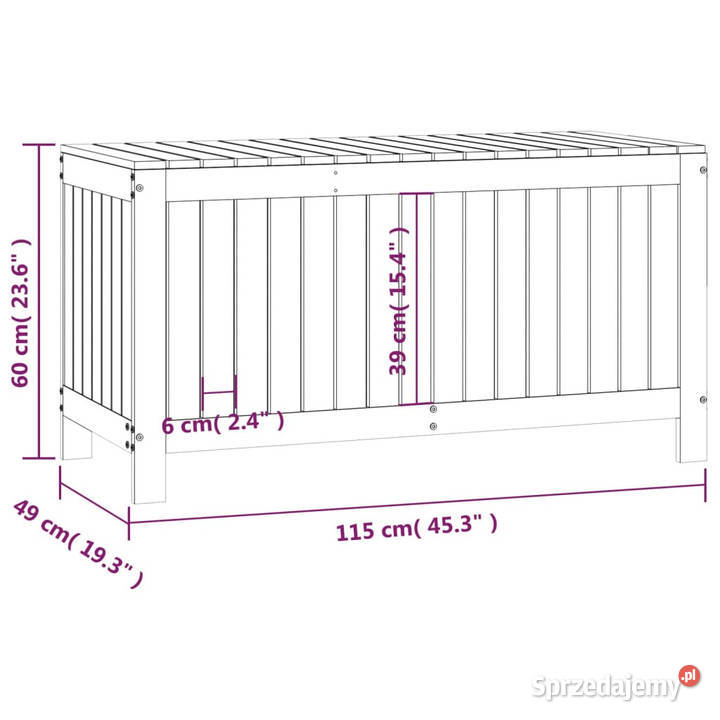 Skrzynia ogrodowa biała 115x49x60 lite drewno
