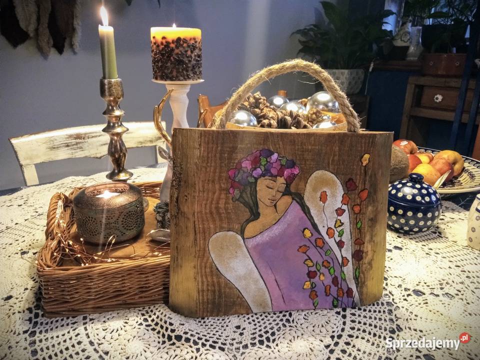 Anioły na szczęście obrazki na drewnie wielkopolskie Plewiska