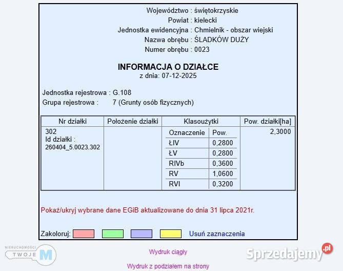 sprzedaży działki 43100m2 Śladków Duży sprzedam