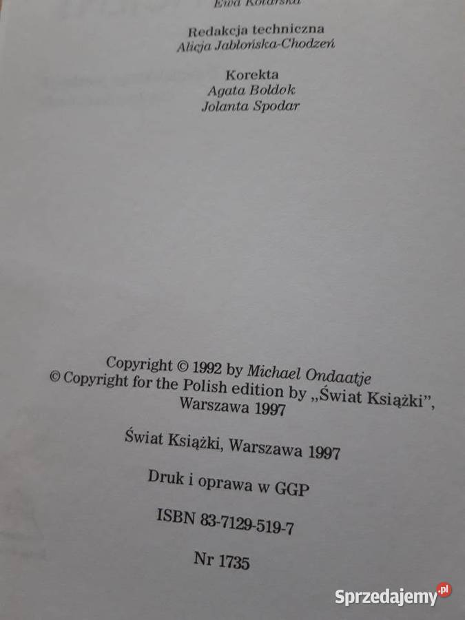 Angielski pacjent Michael Ondaatje 1997 Bielsko-Biała