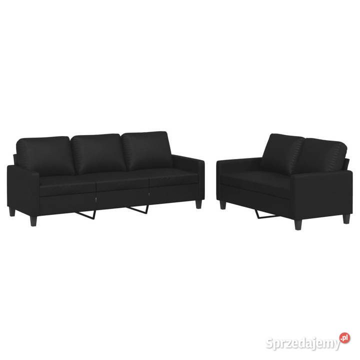 2osobowa sofa z poduszkami czarna sztuczna skóra Warszawa sprzedam