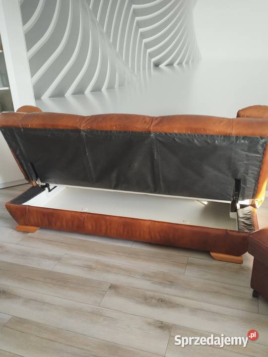 Sofa łóżko skóra zestaw skórzany kujawsko-pomorskie Bydgoszcz sprzedam