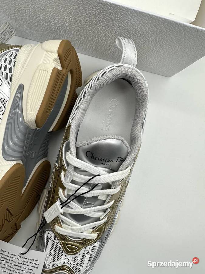 Buty sneakersy Dior Chrome srebrne złote białe 24.5cm śląskie Zabrze