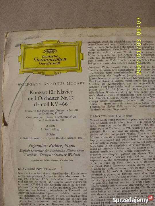 WINYL DEUTSCHE GRAMMOPHON WA MOZART 10 33 OBR Wołów sprzedam