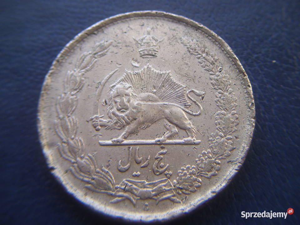 Stare monety 5 rialów 1933 Iran srebro podkarpackie Lesko sprzedam
