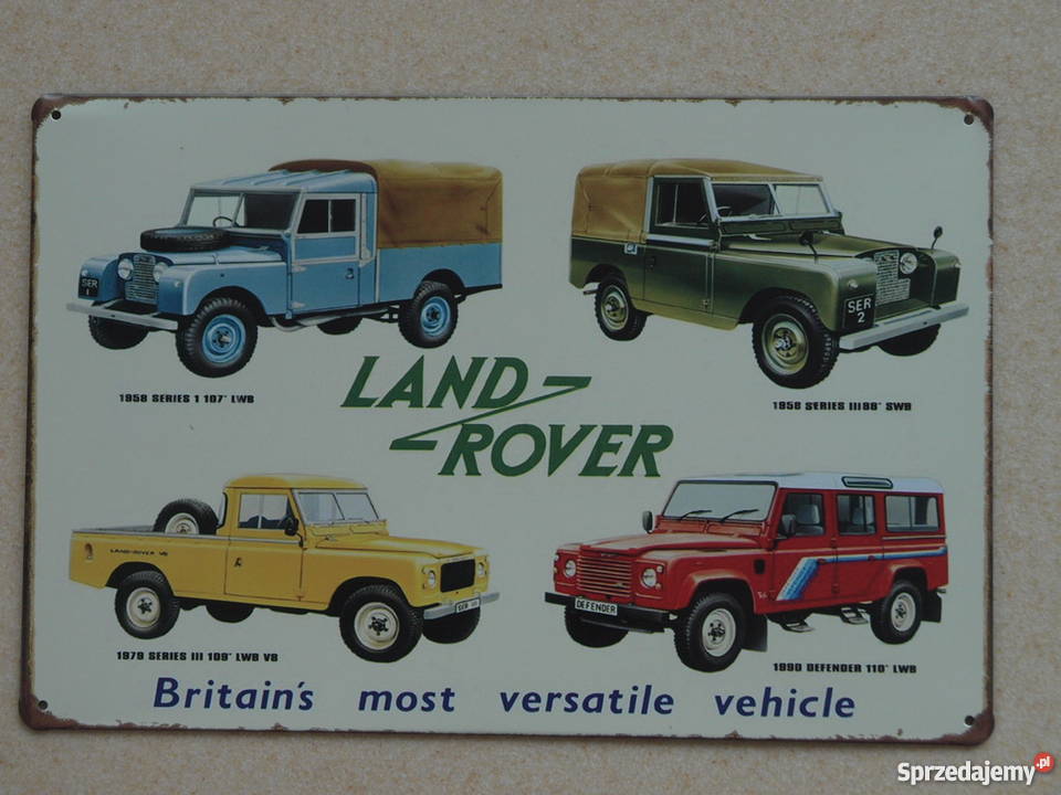 Land Rover Seria Auto Metal Szyld Plakat Blacha Postarzany