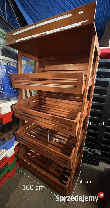 Regał sklepowy piekarniczy cukierniczy drewniany