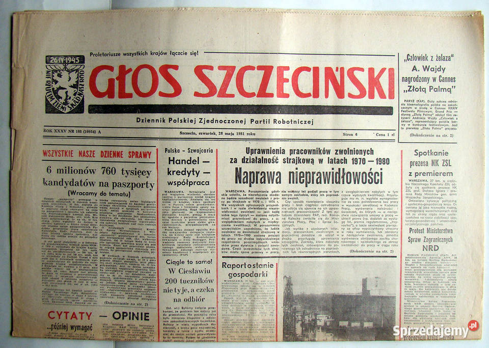 Głos Szczeciński dziennik PZPR 19801981 2 egz małopolskie Limanowa