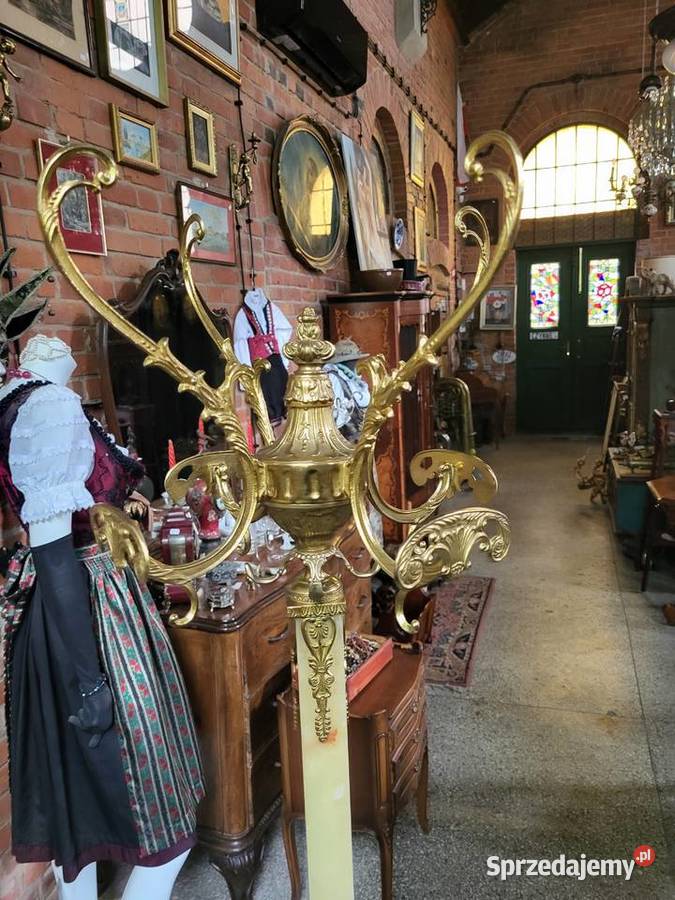 Piękny zdobiony wieszak z mosiądzu i onyksu śląskie Rybnik