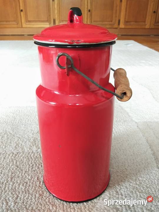 Emaliowana kankabańka na mleko z pokrywką Pozostałe Warszawa