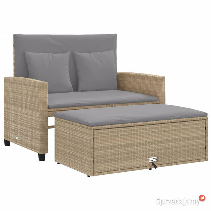 Sofa ogrodowa z poduszkami 2osobowa beżowa