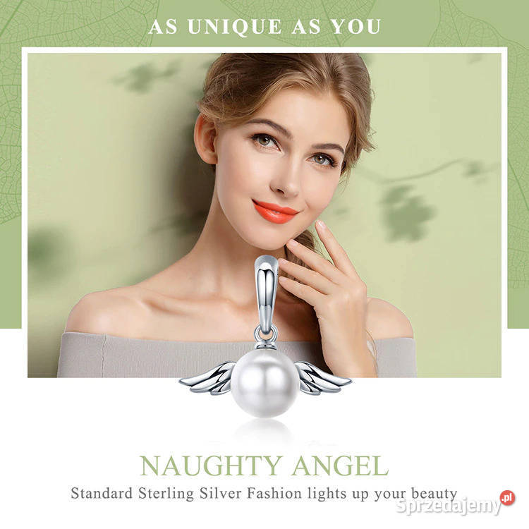 Pandora Charm zawieszka skrzydła anioł perła mazowieckie