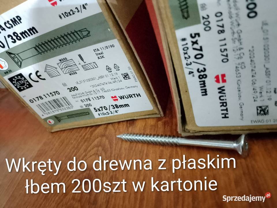 Wkręty do drewna z płaskim łbem sprzedam