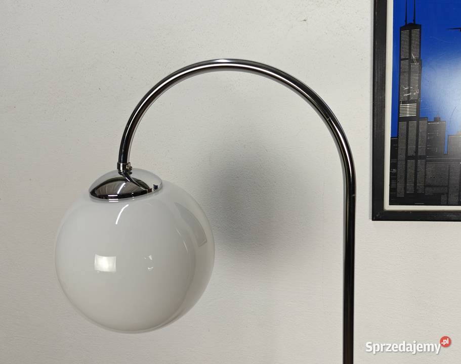 Lampa stojąca Art Deco Bauhaus Chrom orzech Warszawa