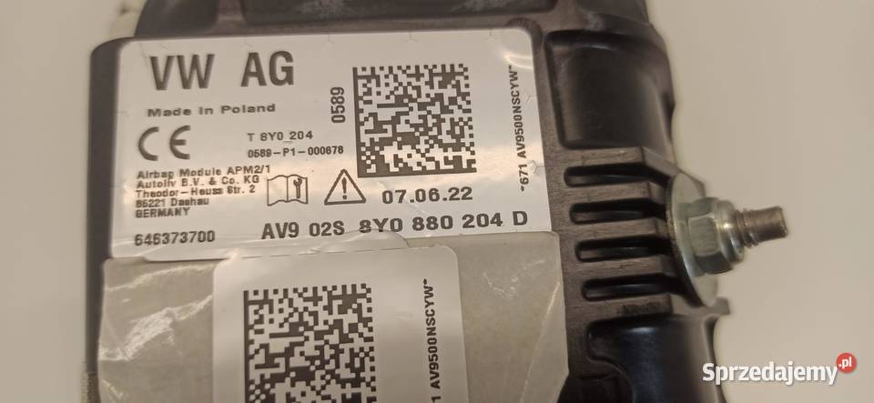 AUDI A3 8Y PODUSZKA AIRBAG PASAŻERA 8Y0880204D sprzedam