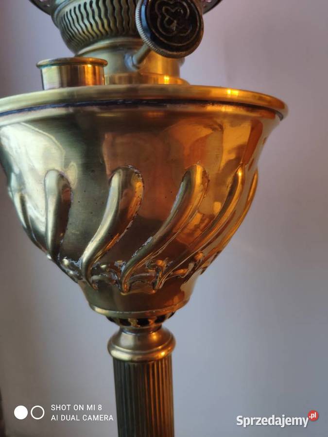 Ogromna wiktoriańska mosiężna lampa naftowa 3 Kraków sprzedam