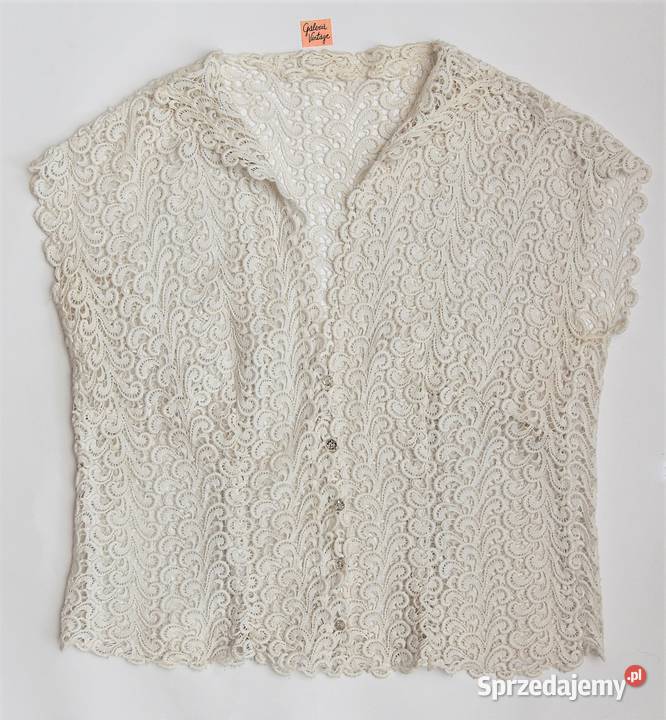 Bluzka koronkowa biała bolero M L bawełna Rozmiar 38(M) Bluzki i koszule lubelskie Lublin