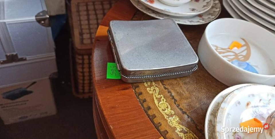 Papierośnica cyna wytłaczana skóra