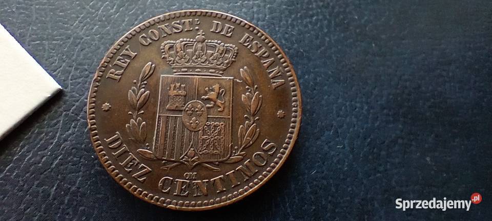 Stare monety 10 centym 1879 Hiszpania Lesko