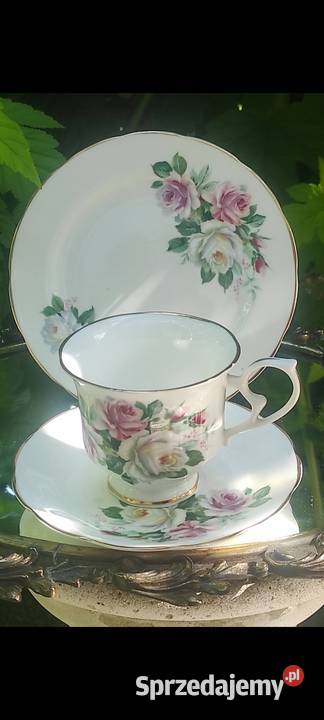 STAFFORDSHIRE porcelana angielskaTrioróże Pabianice