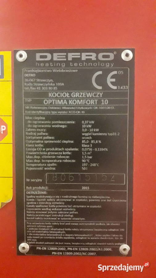 Piec Defro Opti 10 KW Bodzanów