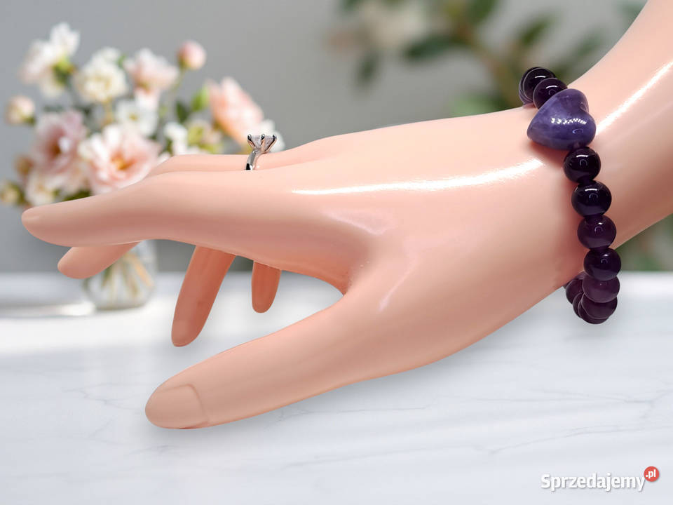 Bransoletka z ametystu AMETYST serce kulka 484 mazowieckie